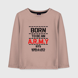 Лонгслив хлопковый детский Born to be an ARMY BTS, цвет: пыльно-розовый