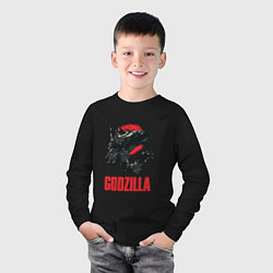 Лонгслив хлопковый детский Godzilla: Red Sun, цвет: черный — фото 2