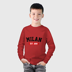 Лонгслив хлопковый детский FC Milan Est. 1899, цвет: красный — фото 2