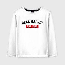 Лонгслив хлопковый детский FC Real Madrid Est. 1902, цвет: белый