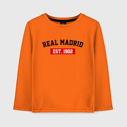 Лонгслив хлопковый детский FC Real Madrid Est. 1902, цвет: оранжевый