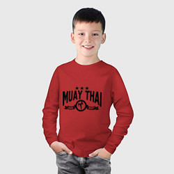 Лонгслив хлопковый детский Muay thai boxing, цвет: красный — фото 2