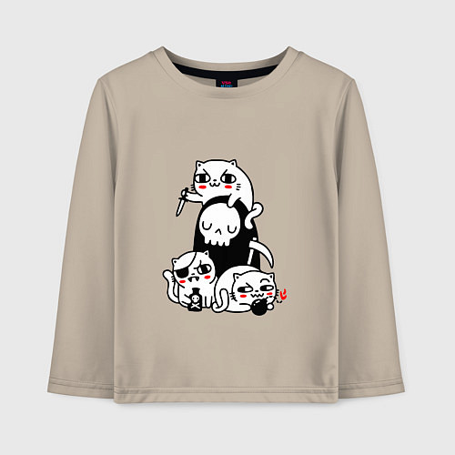 Детский лонгслив CAT GOT YOUR SOUL / Миндальный – фото 1