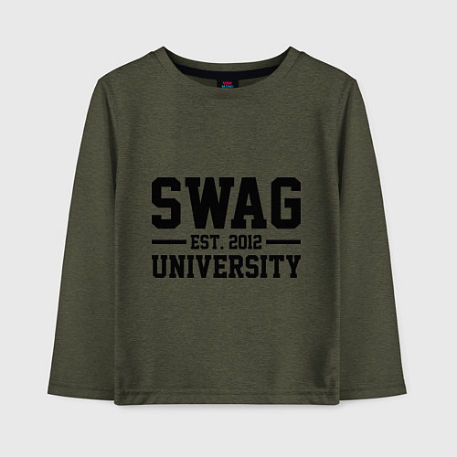 Детский лонгслив Swag University / Меланж-хаки – фото 1