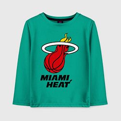 Лонгслив хлопковый детский Miami Heat-logo, цвет: зеленый