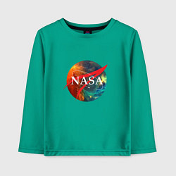 Лонгслив хлопковый детский NASA: Nebula, цвет: зеленый