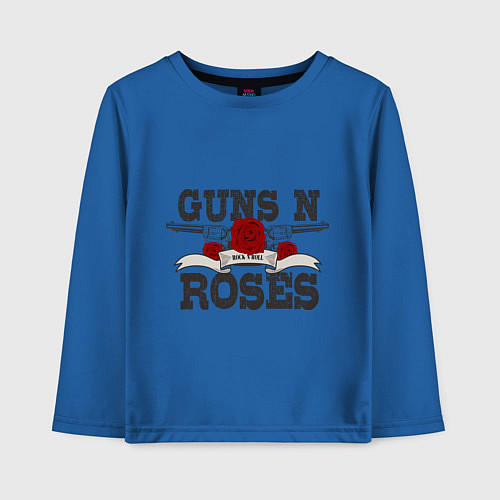 Детский лонгслив Guns n Roses: rock'n'roll / Синий – фото 1