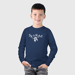 Лонгслив хлопковый детский Skyrim, цвет: тёмно-синий — фото 2