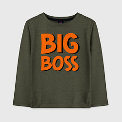 Лонгслив хлопковый детский Big Boss, цвет: меланж-хаки