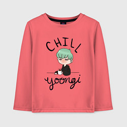 Лонгслив хлопковый детский Chill Yoongi, цвет: коралловый