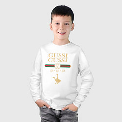 Лонгслив хлопковый детский GUSSI GUSSI Fashion, цвет: белый — фото 2