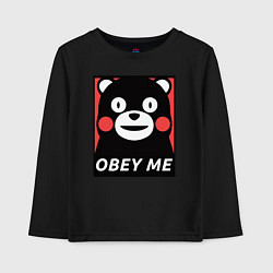 Лонгслив хлопковый детский Kumamon: Obey Me, цвет: черный