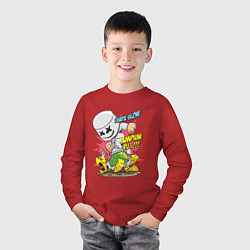 Лонгслив хлопковый детский Marshmello: I hate slow, цвет: красный — фото 2