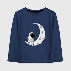Лонгслив хлопковый детский Космонавт на Луне, цвет: тёмно-синий