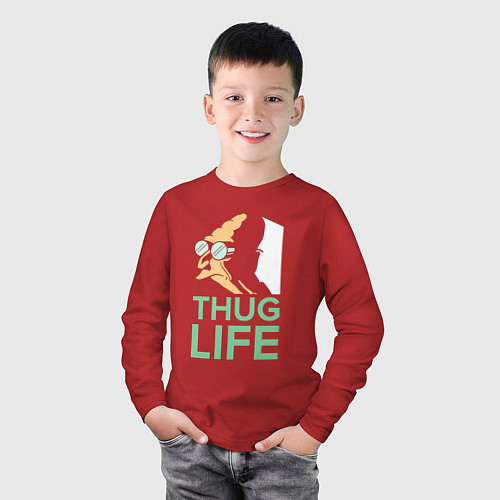 Детский лонгслив Zoidberg: Thug Life / Красный – фото 3