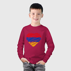 Лонгслив хлопковый детский Сердце Армении, цвет: маджента — фото 2