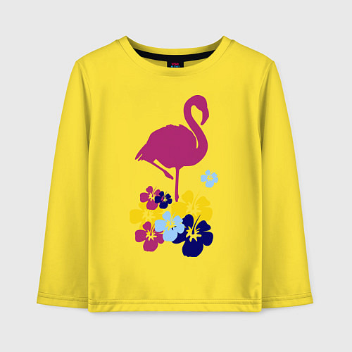 Детский лонгслив Фиолетовый фламинго / Желтый – фото 1