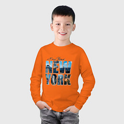 Лонгслив хлопковый детский White New York, цвет: оранжевый — фото 2