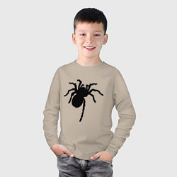 Лонгслив хлопковый детский Черный паук, цвет: миндальный — фото 2
