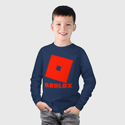 Лонгслив хлопковый детский Roblox Logo, цвет: тёмно-синий — фото 2