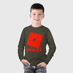 Лонгслив хлопковый детский Roblox Logo, цвет: меланж-хаки — фото 2