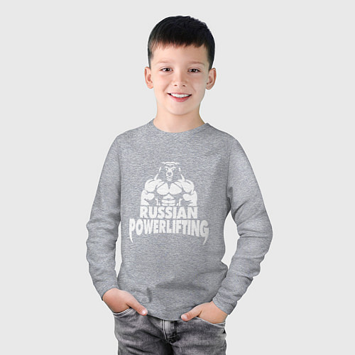Детский лонгслив Russian powerlifting / Меланж – фото 3