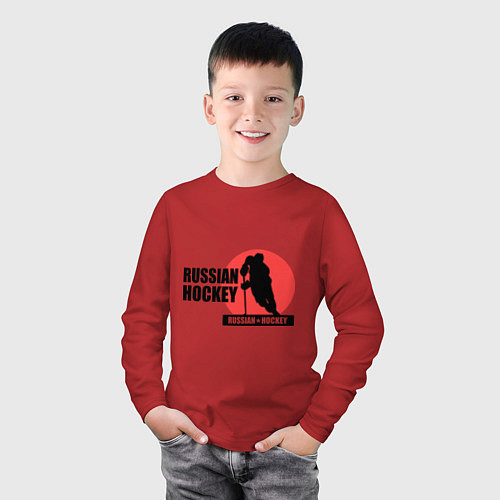 Детский лонгслив Russian hockey / Красный – фото 3