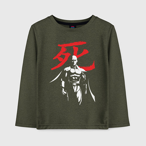 Детский лонгслив Saitama Hero / Меланж-хаки – фото 1