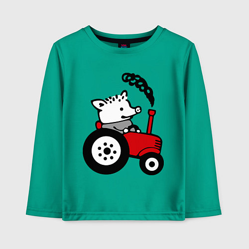 Детский лонгслив Поросенок Петр / Зеленый – фото 1