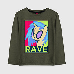 Лонгслив хлопковый детский DJ Pon-3 RAVE, цвет: меланж-хаки