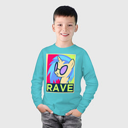 Лонгслив хлопковый детский DJ Pon-3 RAVE, цвет: бирюзовый — фото 2