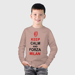 Лонгслив хлопковый детский Keep Calm & Forza Milan, цвет: пыльно-розовый — фото 2