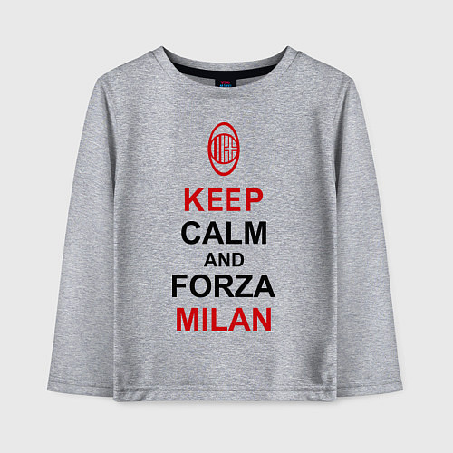Детский лонгслив Keep Calm & Forza Milan / Меланж – фото 1