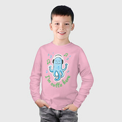 Лонгслив хлопковый детский Довольный осьминог, цвет: светло-розовый — фото 2
