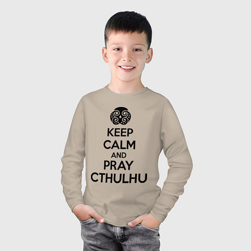 Детский лонгслив Keep Calm & Pray Cthulhu / Миндальный – фото 3