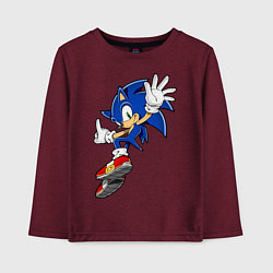 Лонгслив хлопковый детский Sonic, цвет: меланж-бордовый