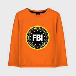 Лонгслив хлопковый детский FBI Departament, цвет: оранжевый