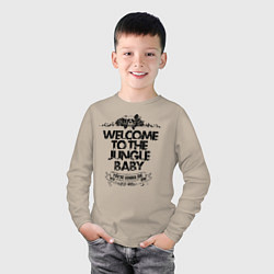 Лонгслив хлопковый детский Welcome to the Jungle, цвет: миндальный — фото 2