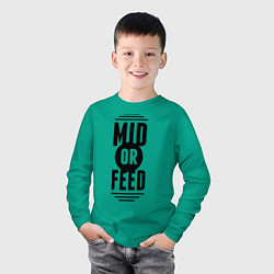 Лонгслив хлопковый детский Mid or feed, цвет: зеленый — фото 2