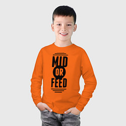 Лонгслив хлопковый детский Mid or feed, цвет: оранжевый — фото 2