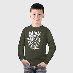Лонгслив хлопковый детский Blink-182: Smile, цвет: меланж-хаки — фото 2
