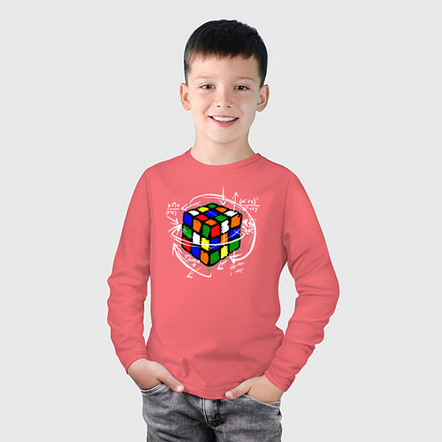 Детский лонгслив Кубик Рубика / Коралловый – фото 3