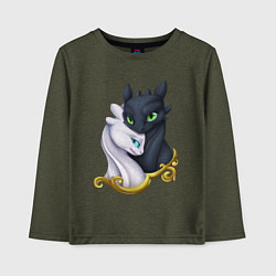 Лонгслив хлопковый детский Дневная и ночная фурия, цвет: меланж-хаки