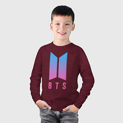 Лонгслив хлопковый детский BTS: Neon V, цвет: меланж-бордовый — фото 2