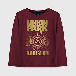 Лонгслив хлопковый детский Linkin Park: Road to Revolution, цвет: меланж-бордовый