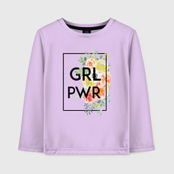 Лонгслив хлопковый детский GRL PWR, цвет: лаванда