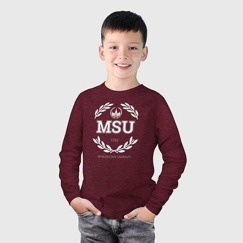 Детский лонгслив MSU / Меланж-бордовый – фото 3