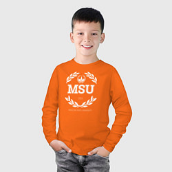 Лонгслив хлопковый детский MSU, цвет: оранжевый — фото 2