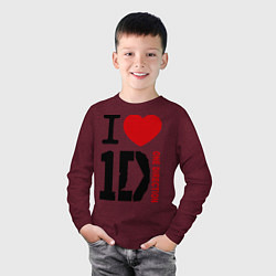 Лонгслив хлопковый детский I love 1D, цвет: меланж-бордовый — фото 2