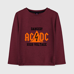 Лонгслив хлопковый детский AC/DC: High Voltage, цвет: меланж-бордовый